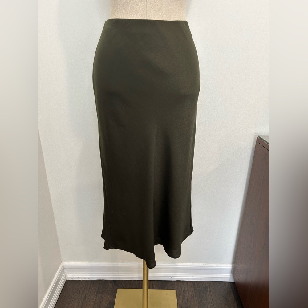 Vince Olive Green Midi Slip Skirt